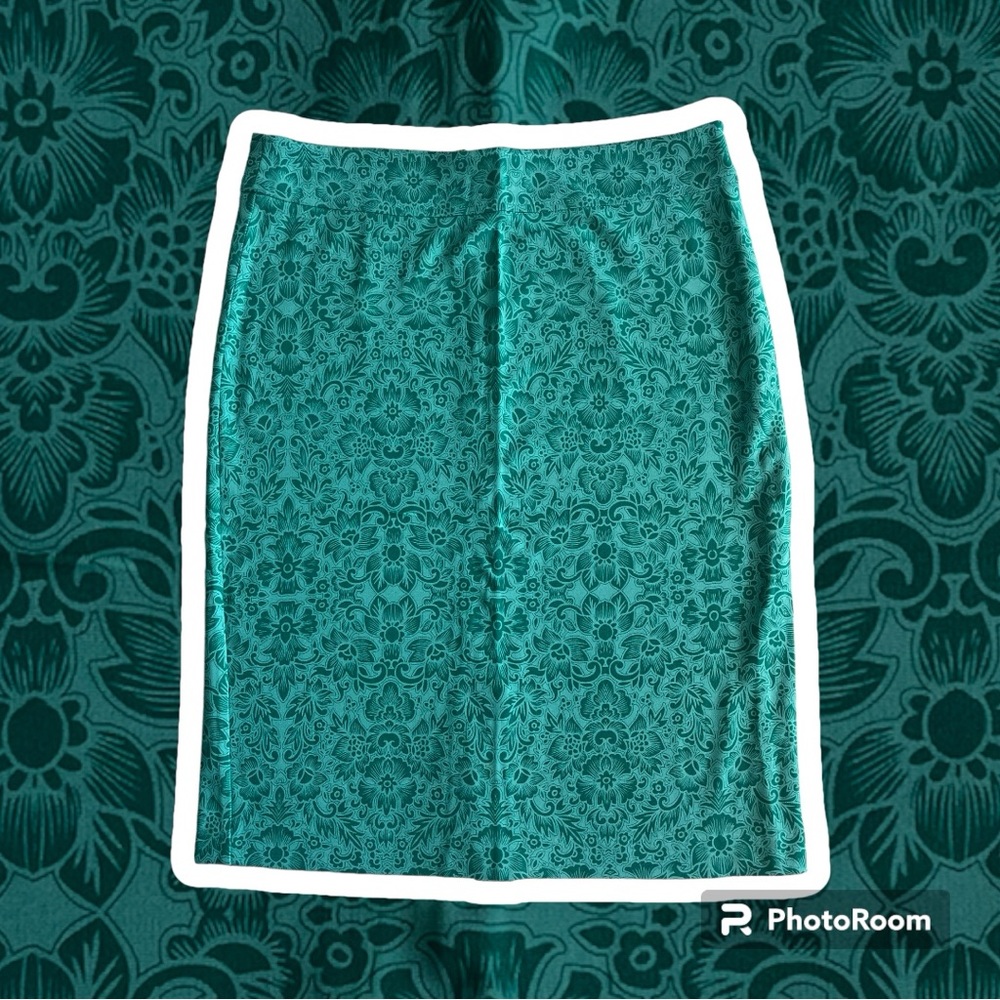 Lord & Taylor Green Paisley Woven Knit Pencil Skirt Size 6 NWOT